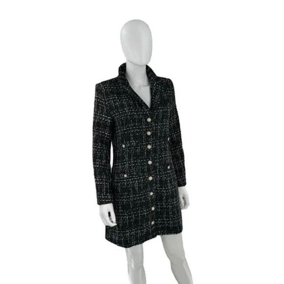 Pomander Place NEW Black Tweed Stacie Long Sleeve Blazer Mini Dress Size X Large - Picture 4 of 6